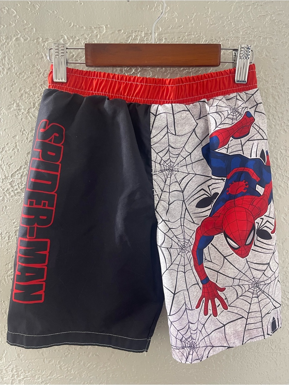 Spider-Man Boys Swim Trunks - Red, Black, White Size 7